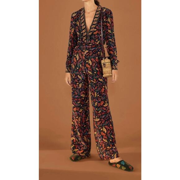 Farm Rio satin Black mini pineapple Jumpsuit size XS - Picture 1 of 6